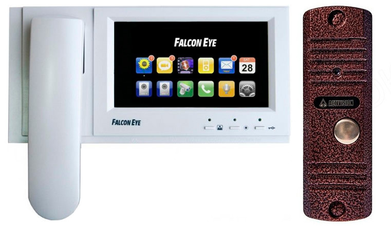 Цветной монитор видеодомофона Falcon FE-71TM с вызывной видеопанелью AVC-305C (комплект для квартиры)